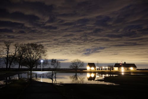 Buildings in Cove Island Park at Dusk