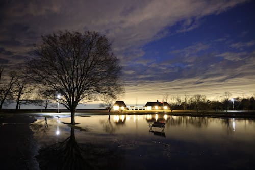 Park Bench in the Middle of a Large Puddle