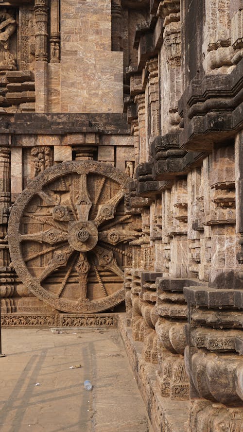 Stone Wheel Carved in Wall of Konark Sun Temple