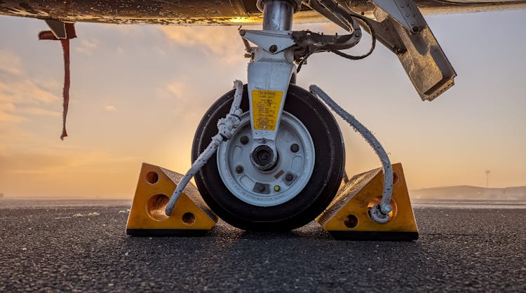 Aircraft Wheel On Asphalt