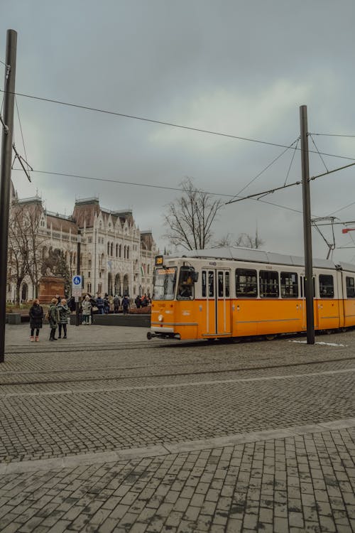 Old White and Orange Tram in Budapest, Hungary