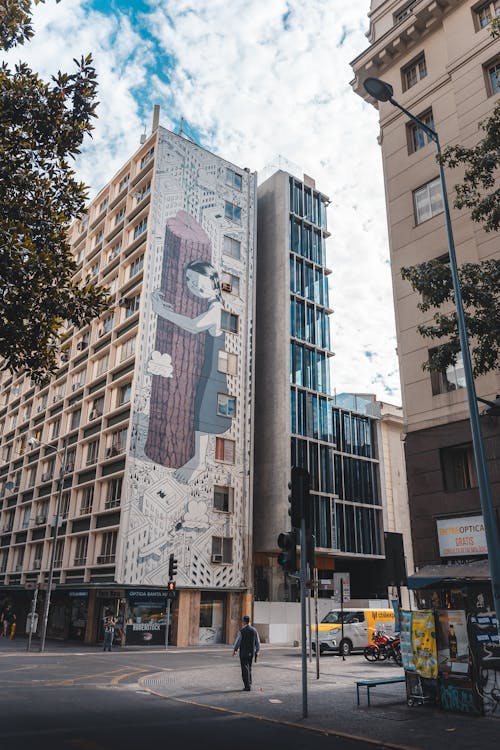 Mural on Building Wall in Santiago de Chile