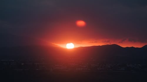 日落背景, 红太阳, 红色的夕阳 的 免费素材图片