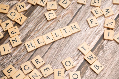 Health scrabble letters on a wooden table