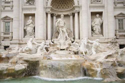 View of the Trevi Fountain in Rome, Italy 