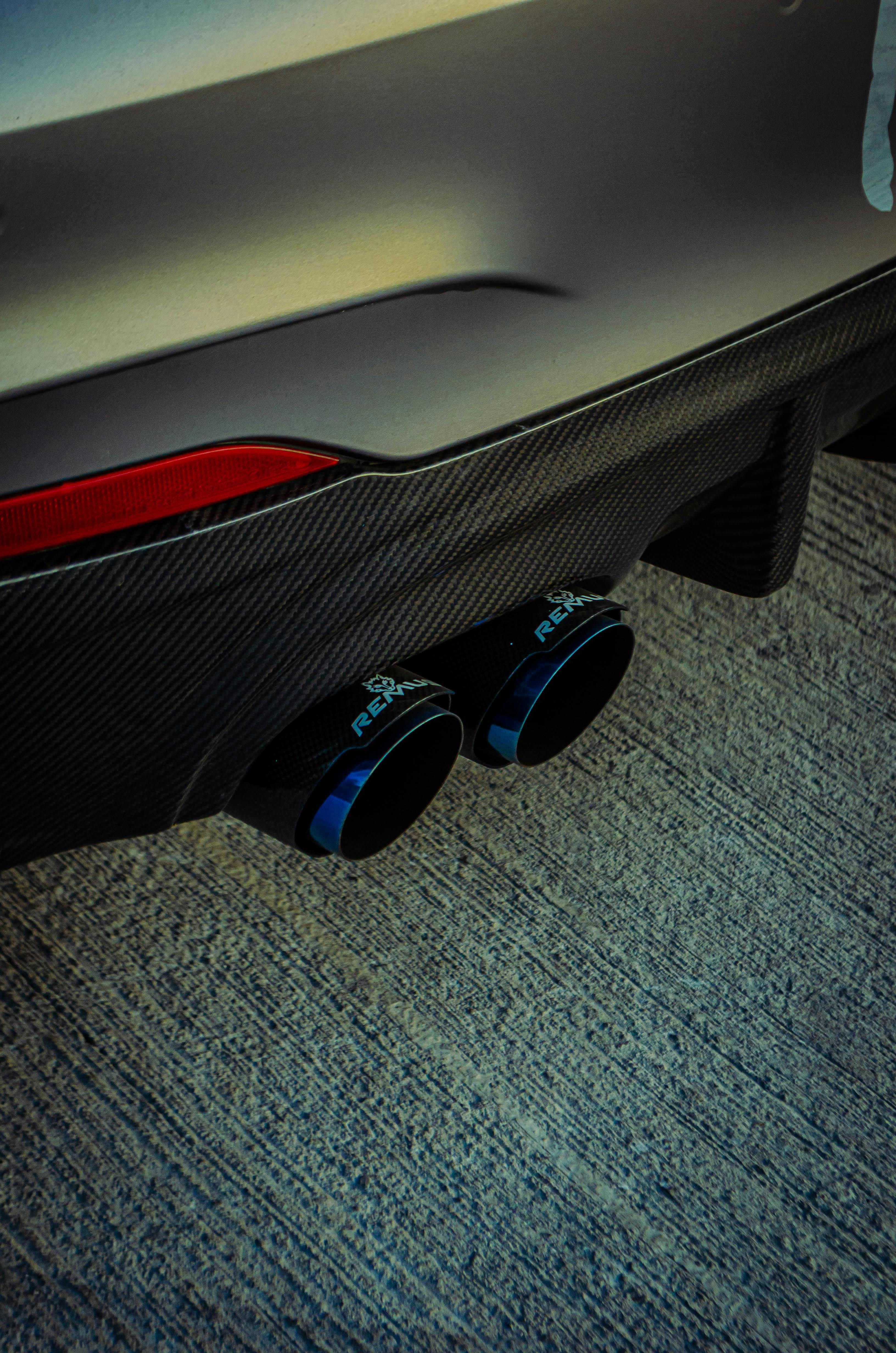 close up of sports car exhaust