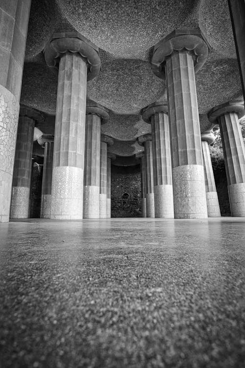Colonnade in Park Guel in Barcelona