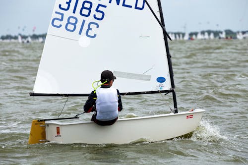 Man on a Sailing Boat in a Sea 