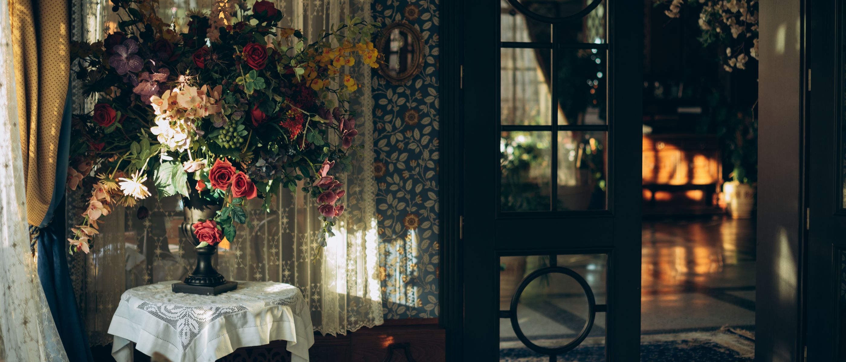 Wallpapering in The Burroughs — surfaces prepped and cut in by hand