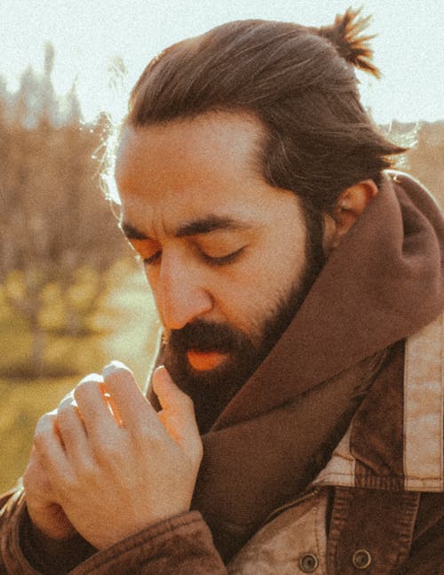 Bearded Brunette in Scarf and Jacket