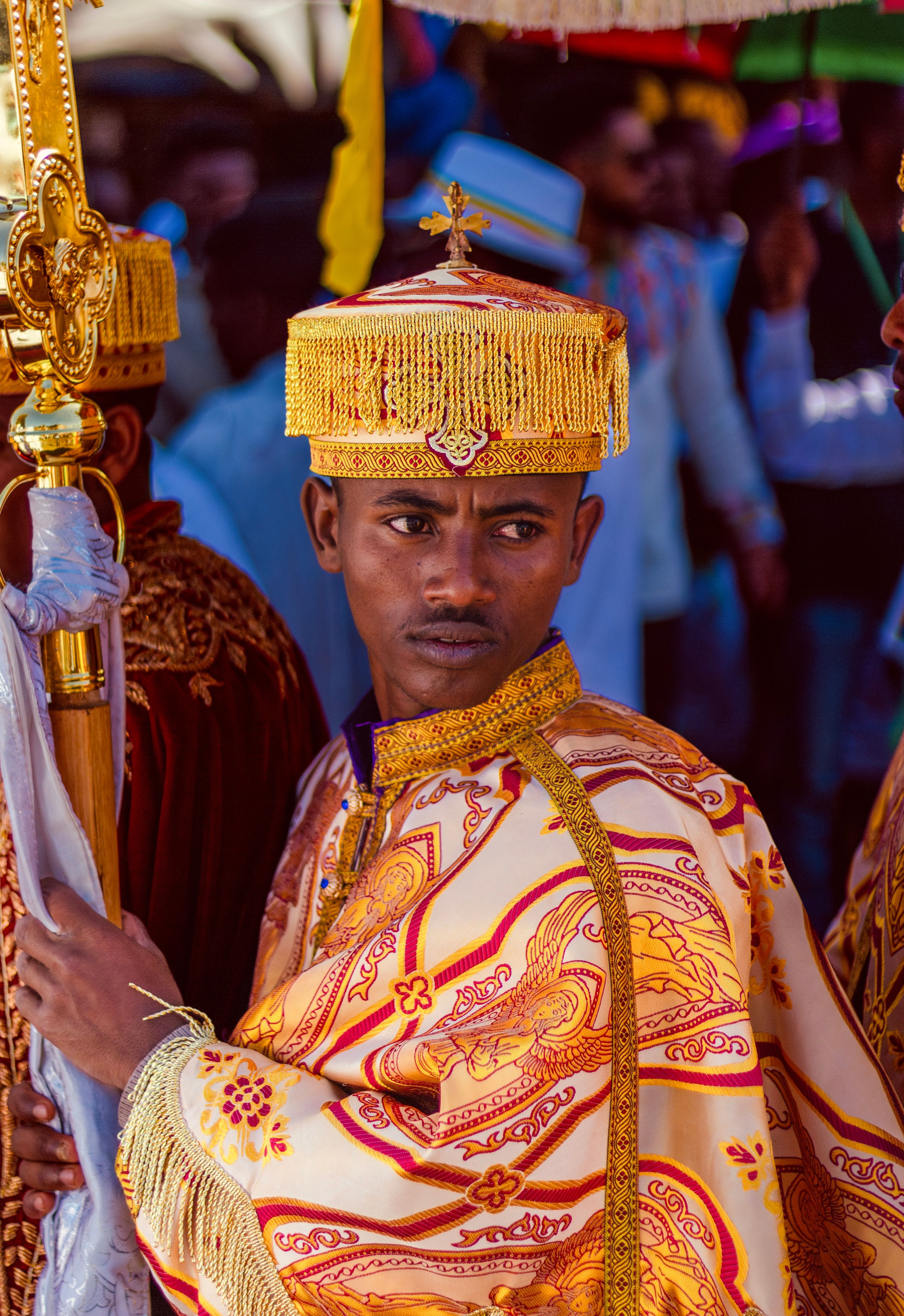 Portrait of Man in Traditional, Golden Robes · Free Stock Photo