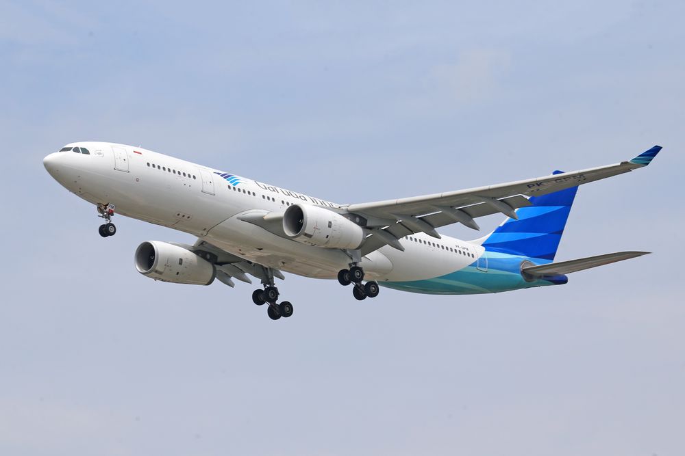 Commercial airplane in sky