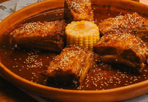 Glazed Pork Spareribs with Corn and Rice