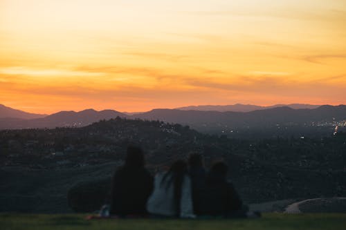 家人, 美丽的夕阳, 黃金時段 的 免费素材图片