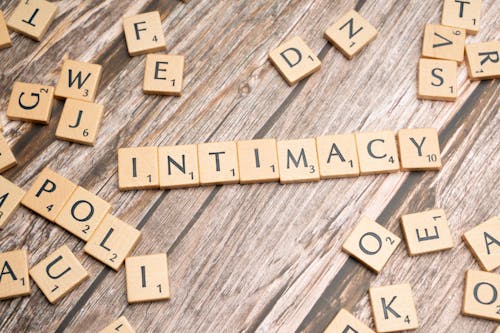 The word intimacy spelled out in scrabble letters
