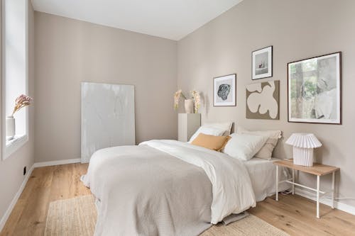 Free Interior of a Modern, Minimalist Bedroom  Stock Photo