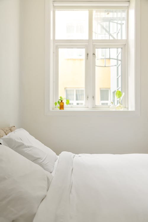 Free Interior of a Modern, Minimalist Bedroom  Stock Photo