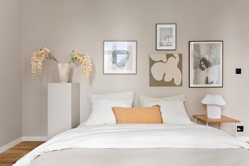 Free Interior of a Modern, Minimalist Bedroom  Stock Photo