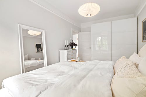 Free Interior of a Modern, Minimalist Bedroom  Stock Photo