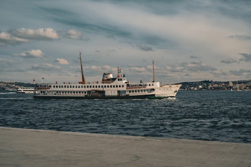 Ferry Sailing on Sea Coast of Istanbul