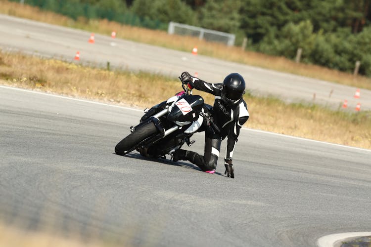 Biker Entering Curve