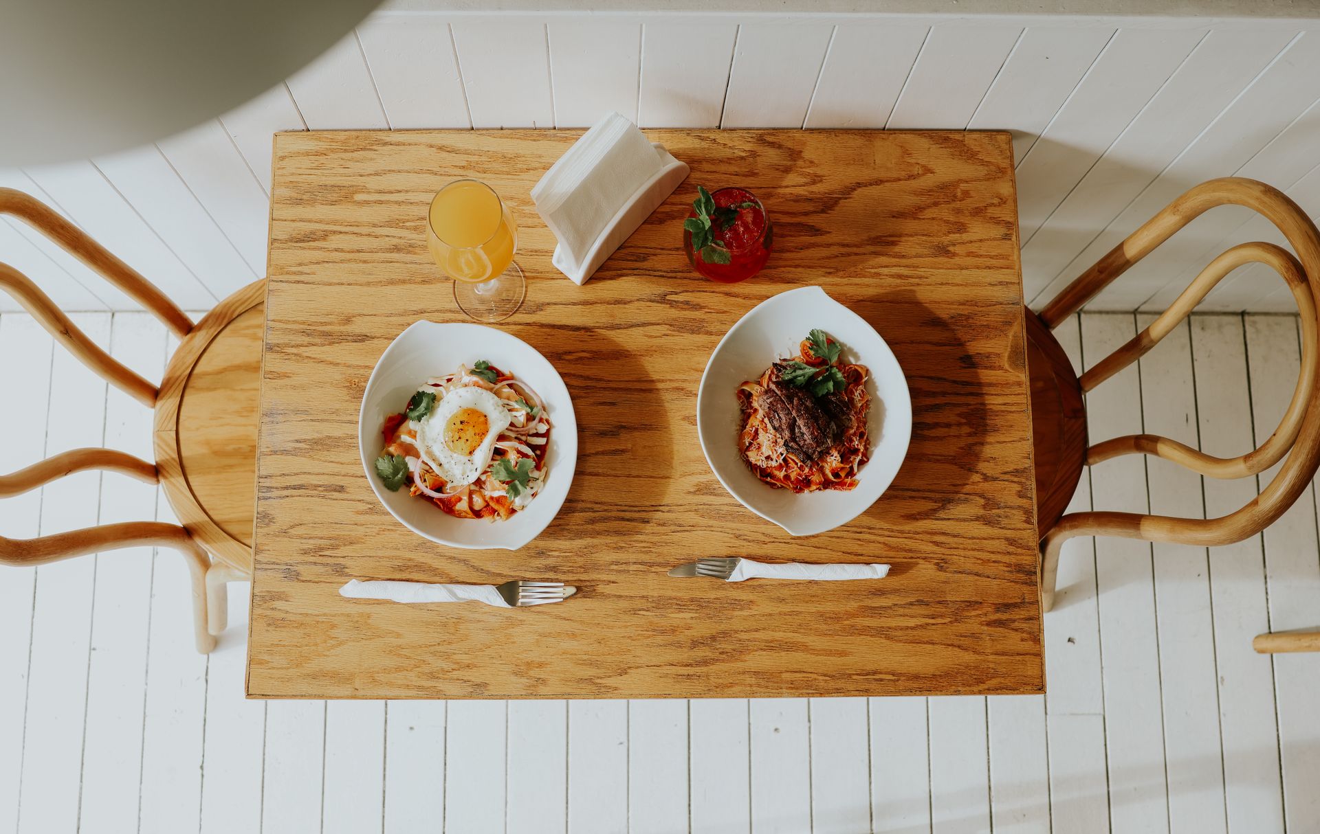 Food on a Table in a Restaurant
