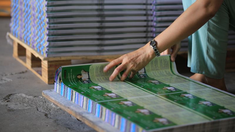 UV baskı çıktılarını kontrol eden operatör