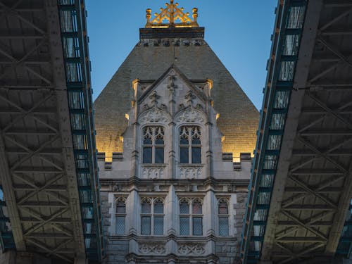 Symmetrical Closeup of the Illuminated Tower Bridge