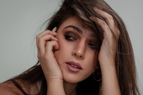 Closeup of a Woman with Brown Hair