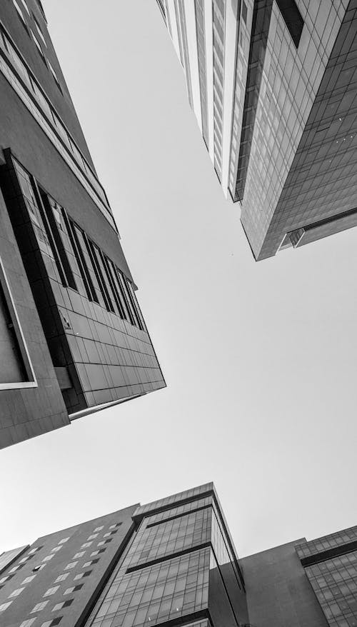Walls of Buildings in City in Black and White