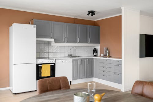 Interior of a Modern Kitchen with a Dining Area 