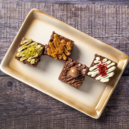 Top View of Cake Slices on a Tray 