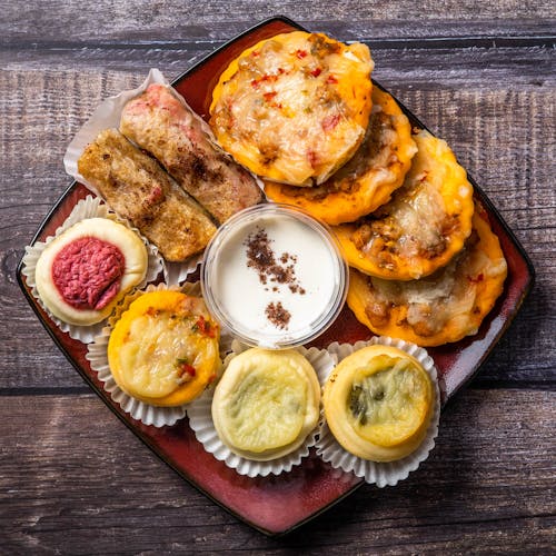 Free Top View of a Plate with Pastries  Stock Photo