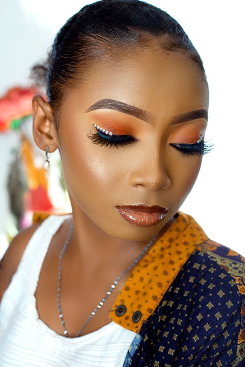 Portrait of a Young Woman in a Glamour Makeup Look