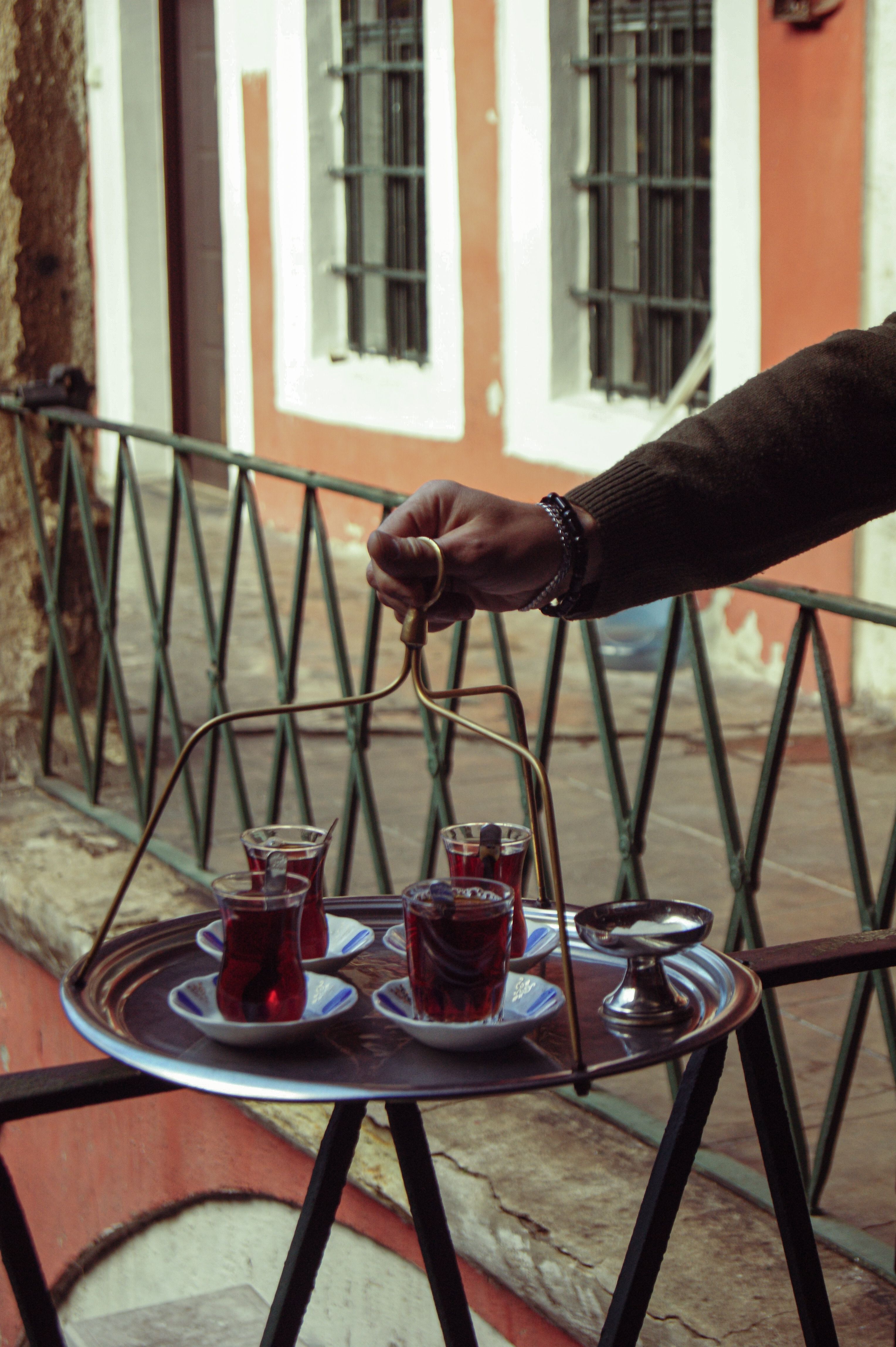 Traditional Turkish Tea Service at Outdoor Café · Free Stock Photo