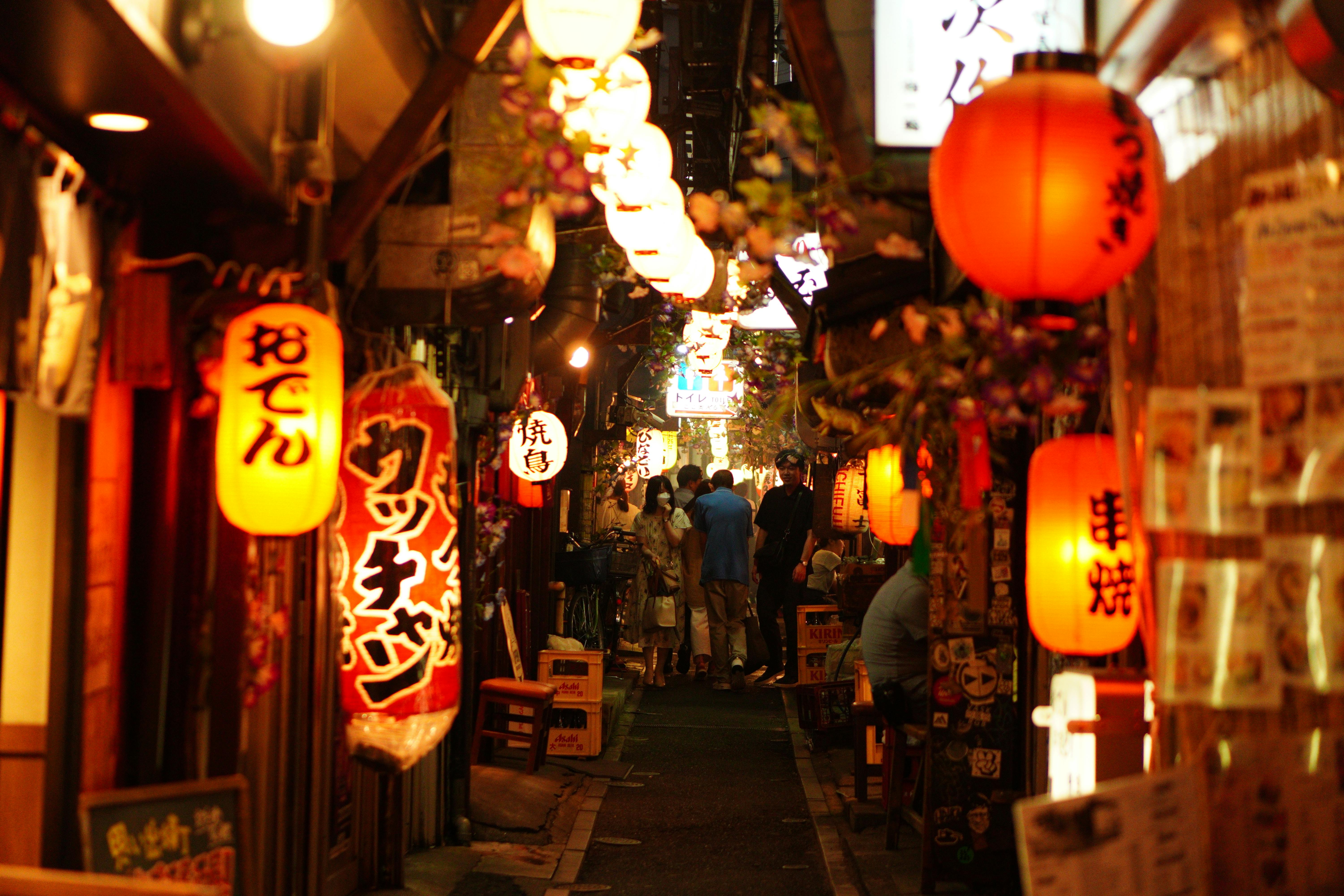 Skewers grilling at a Yakitori stall in Omoide Yokocho
