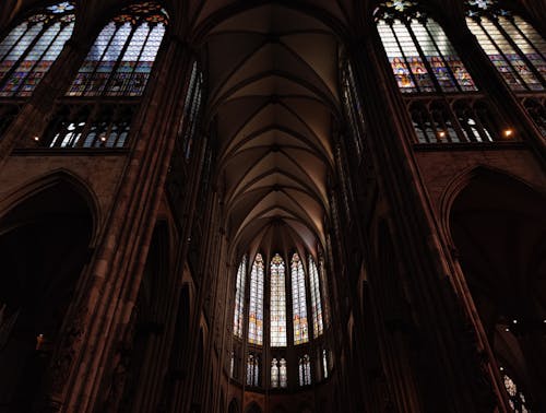 Aisle of Gothic Church in Cologne