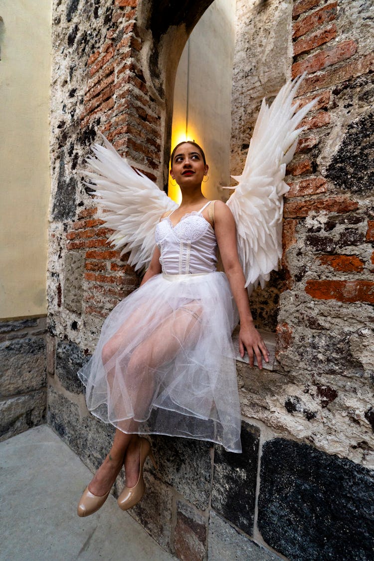 Woman In Dress With Wings