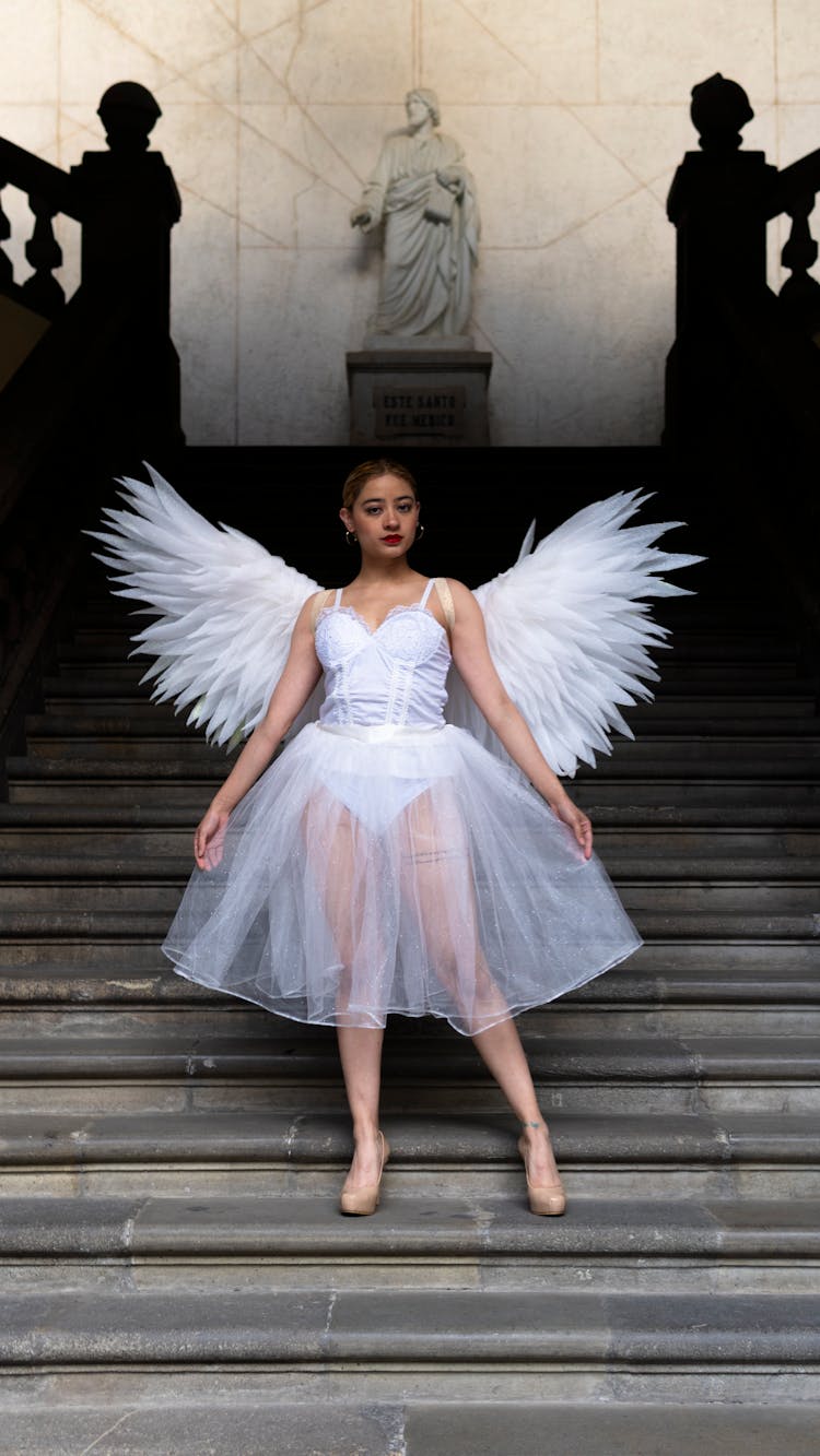 Woman In Dress With Wings