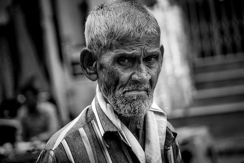 Elderly Man Portrait in Black and White
