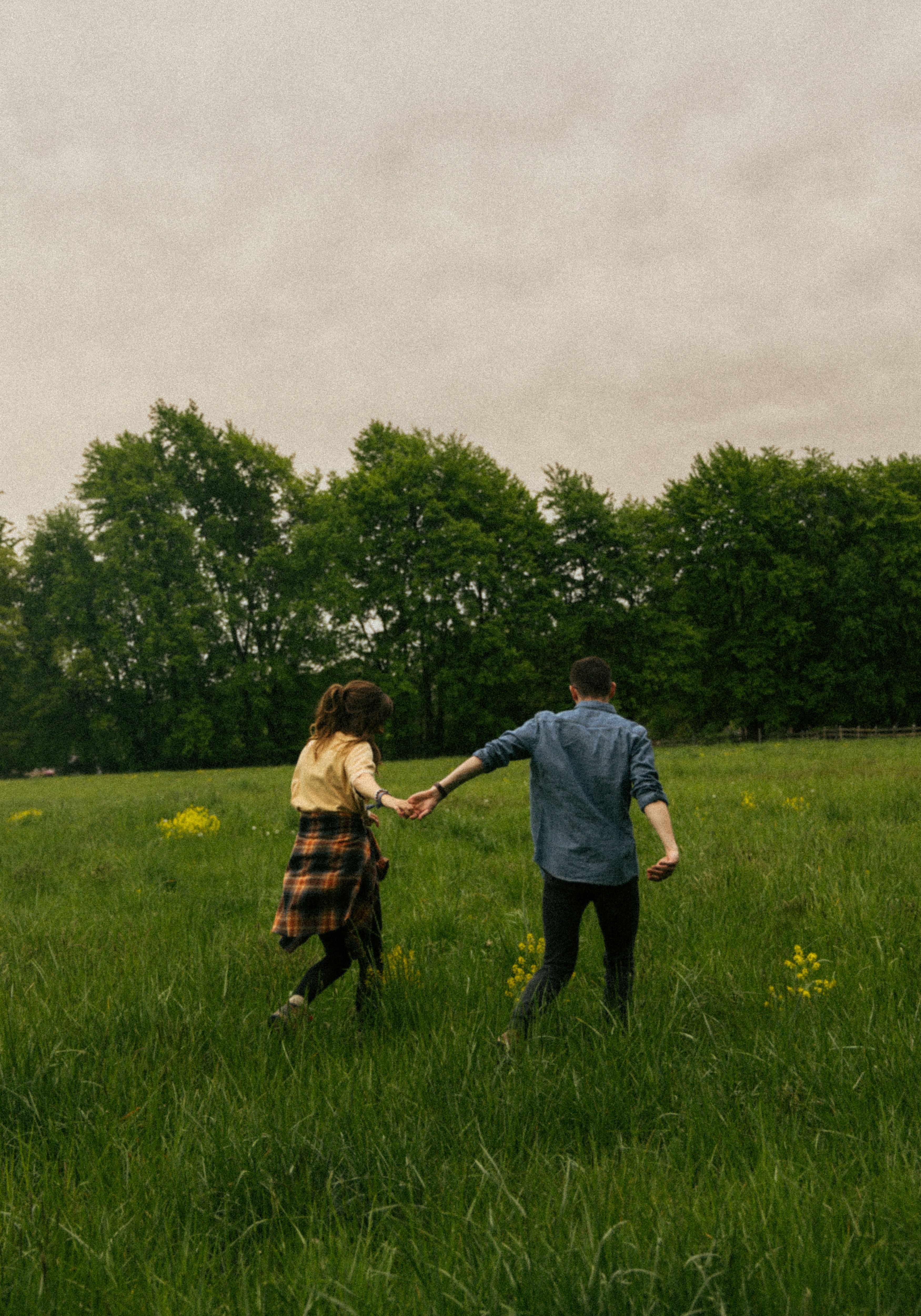 Back View of Couple Walking Together on Meadow · Free Stock Photo