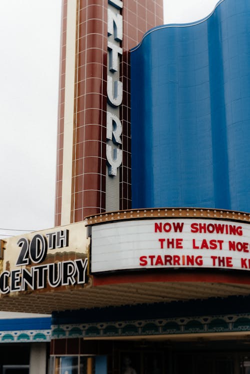 Facade of Cinema Building in City in USA