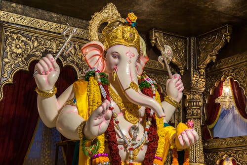 A beautiful idol of Lord Ganesha during Ganesh Chaturthi 2023 in Mumbai