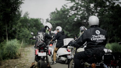 Back View of People on Motorbikes