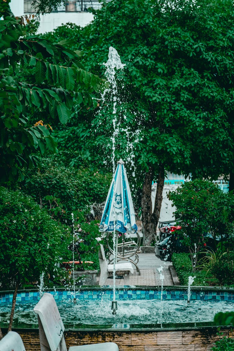 Fountain In Urban Park