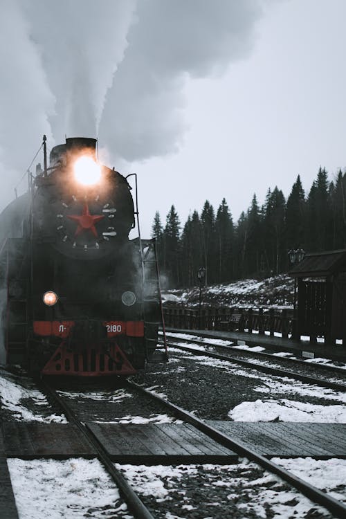 Vintage Locomotive in Winter