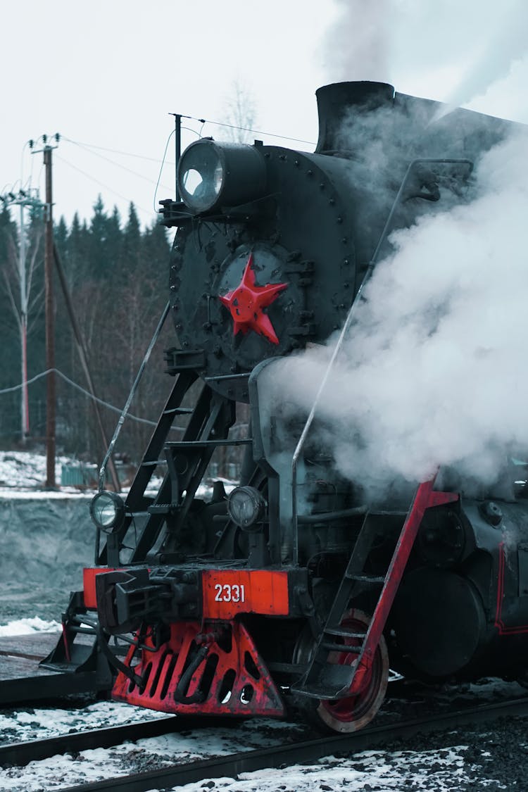 Steam Locomotive In Winter