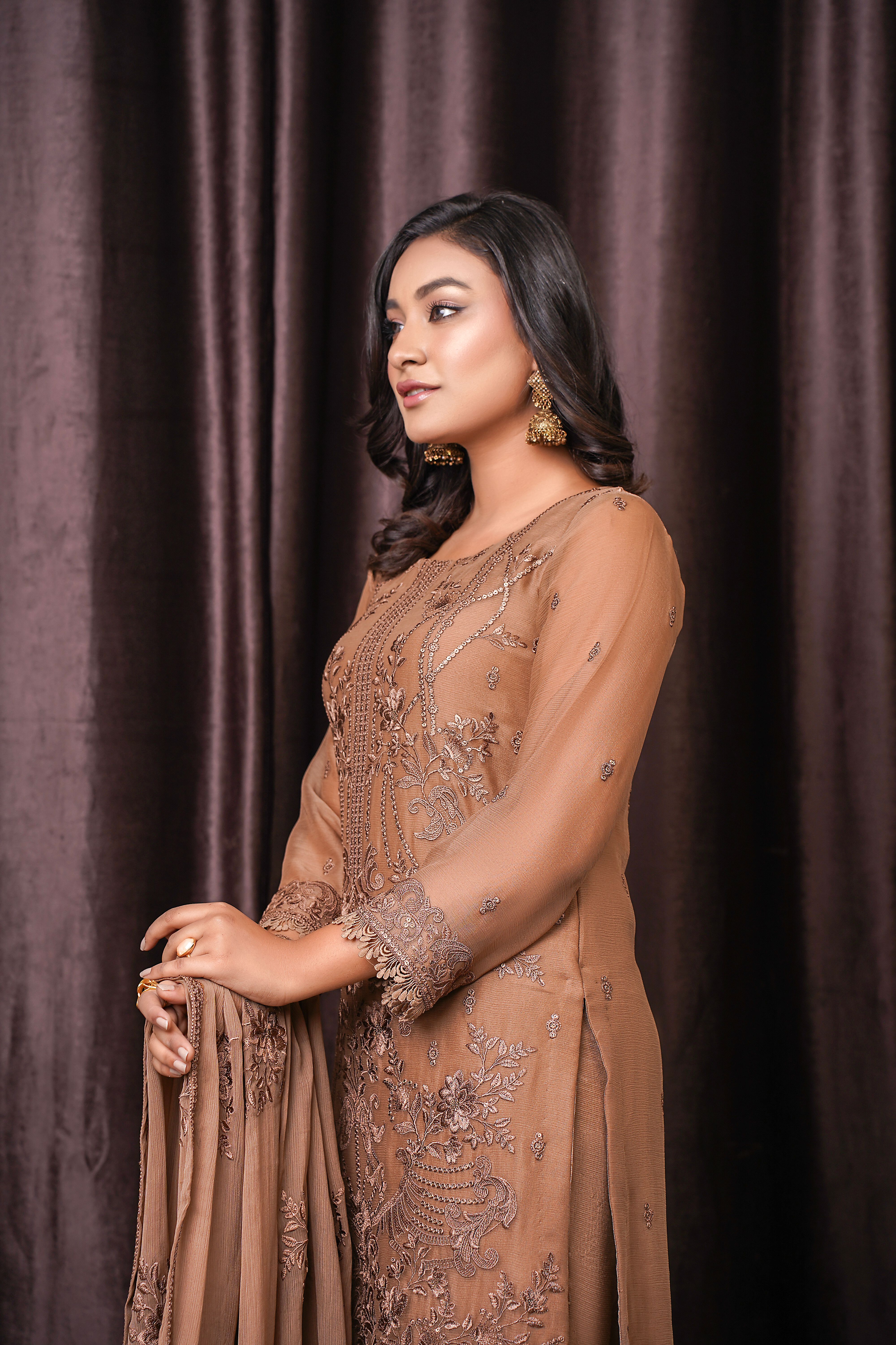 brown Eastern dresses 2024