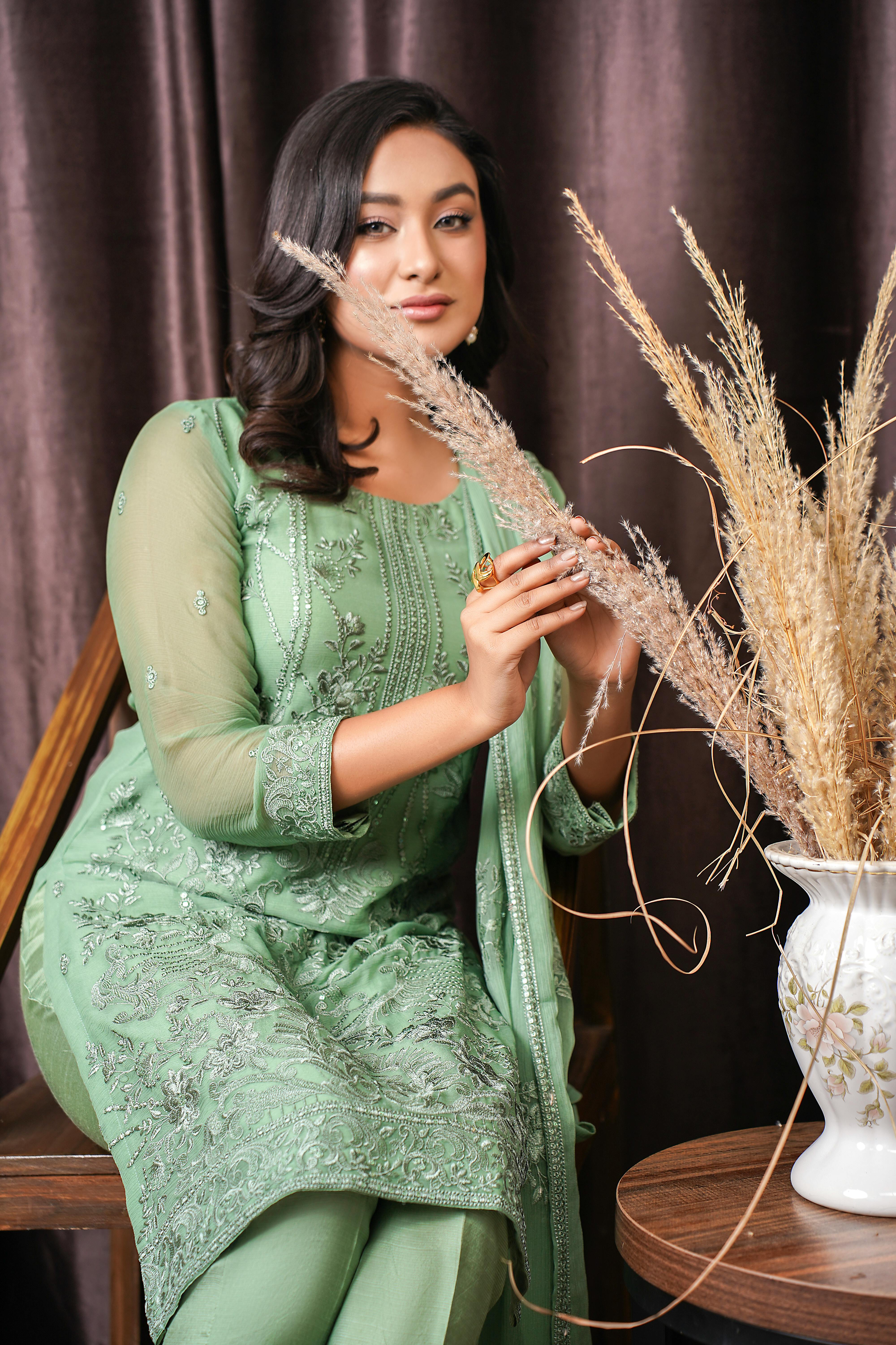 Green Eastern Dresses 2024 Shoot By Dhanno Free Stock Photo   Free Photo Of Green Eastern Dresses 2024 Shoot By Dhanno 