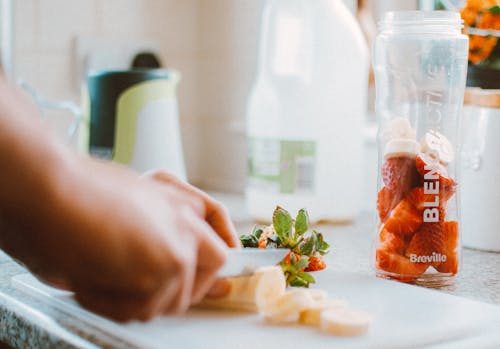 Sliced Strawberries on a Tumbler